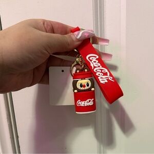 Coca Cola Red Kids Keychain Charm with Brown Reindeer Bottle